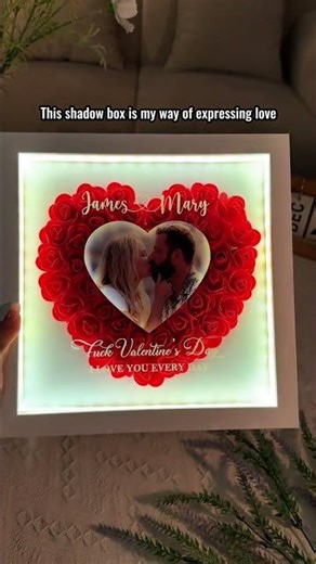 I Love You Every Day | Personalized Photo Flower Shadow Box With LED Light