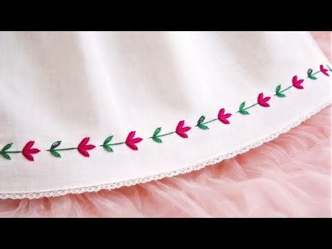 Easy Floral Hand Embroidery Dress Border Design | Beginner Friendly Tutorial