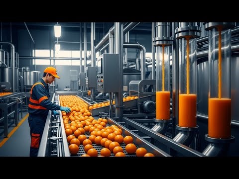 Inside a Modern Orange Juice Factory From Fresh Oranges to Bottled Juice