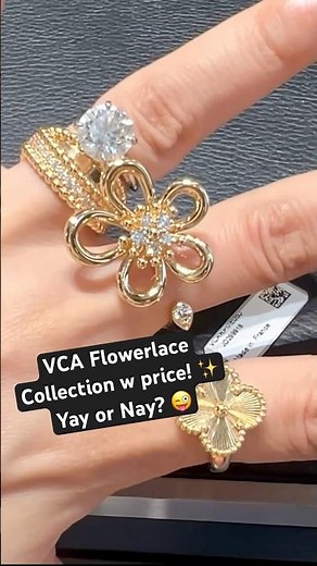 Flowerlace collection tried on Van Cleef jewelry prices #luxuryhaul #vca #jewelry