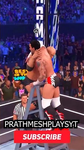 ROCK GIVE FINISHER TOP LADDER THROUGH THE TABLE #wwe #shorts #short