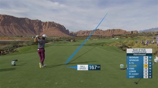 Thorbjørn Olesen drives green on 320-yard par-4, to set up his birdie