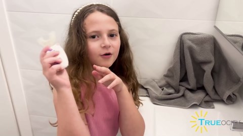 Trueocity Kids U Shape Toothbrush Auto Electric Toddler Rechargeable Kids Automatic Toothbrush | 360° U-Shaped Silicone Brush Head | Gentle Cleaning for Ages 2–7 | Unicorn Design (Pink)