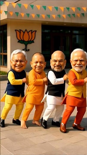 🤣CM का शपथ लेने के बाद Nitish, Modi, Amit Shah और Yogi Adityanath ने किया viral dance #funny #shorts
