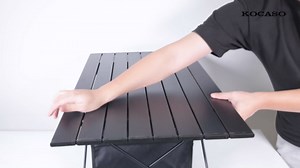 KOCASO Folding Camping Table, Portable Outdoor Folding Table with Mesh Layer and Carrying Bag, Lightweight Aluminum Roll-up Camp Table for Picnic Cooking BBQ Hiking Backpacking Travel, 16"x18"x16"