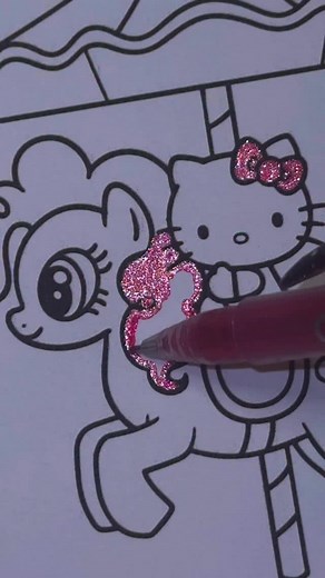 18K views · 737 reactions |  #hellokitty #pinkiepie #satisfying #aestheticvideos #mlp #mylittlepony #sanrio #art #glitterpens #glittercoloring | Alba Leon Coloring Books | Facebook