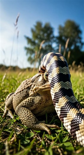 Toad Outsmarts Giant Snake by Playing Dead 🐸🐍 Watch this clever escape #wildlife #nature #survival