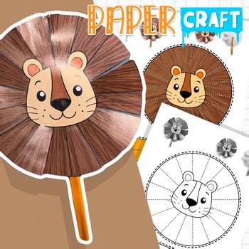 Lion Papercraft Puppet | Cut and Paste Animal Craft with Craft Stick