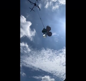 Drones deliver food to mountain construction workers in Zhejiang, China