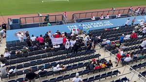 Policía decomisa carteles y pancartas políticas en el juego de pelota del equipo Cuba en Florida | CiberCuba Noticias