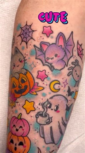 Alex Strangler | Tattoo Artist | Las Vegas on Instagram: "My client had a bunch of existing tattoos and asked to add onto it and make it cuter. She gave me full creative freedom and this is what I did. What do you think? 🤗 thank you for the trust, Stephanie 🩷"