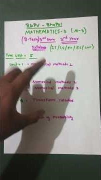 RGPV Bhopal ( m-3) B-tech 3rd sem and 4 sem second year ( IT, CS ,EX ,EC , CIVIL ECT)