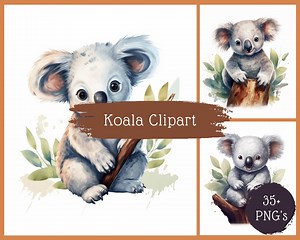 35   koala PNG, Transparent Animal koala Clipart, Kids Cartoon Design, Sublimation imprimable, Utilisation commerciale, PNG Art - Etsy France