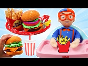Feeding Blippi a Huge Good Slime Burger & Fries Meal!