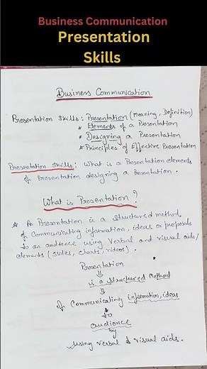 presentation Skills: Concept, Elements of a Presentation ( Business Communication) in 10 seconds.