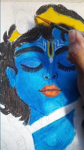 Krishna oil pastel painting 😱 #part2 #art #shorts