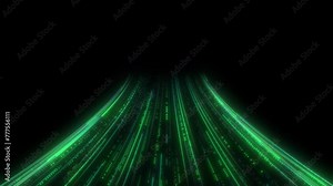 4K animation of a smart robot vacuum cleaner with green light particles