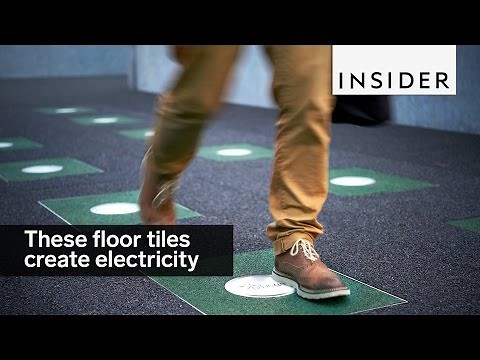 These floor tiles create electricity from footsteps
