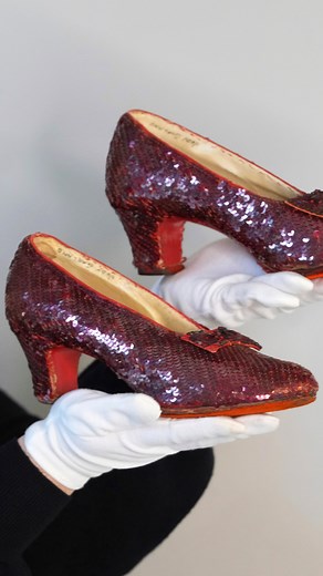 Bidding has climbed over $1 million at an auction of the ruby slippers worn by Judy Garland in "The Wizard of Oz." Dorothy's iconic heels were stolen from a Minnesota museum in 2005 and recovered by the FBI in 2018. | AP