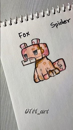 How to draw cute mobs (fox, spider, panda) #drawing #minecraft #tutorial #fpy