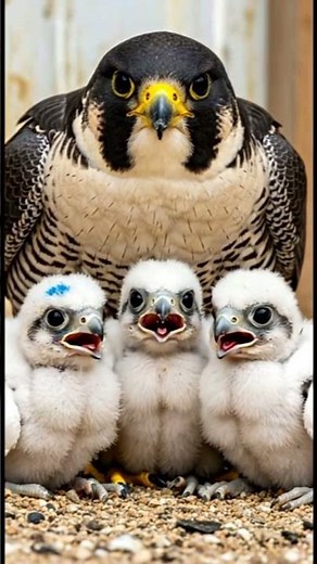 Adorable Peregrine Falcon Chicks & Proud Parent!