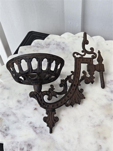 Vintage Victorian / Gothic Wrought Iron Wall Mount Oil Lantern - Lamp / Candle Holder / Plant Holder - Etsy