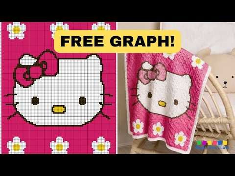 FREE C2C PATTERN + GRAPH - Hello Kity - Crochet Blanket Design by MagicYarnPixels