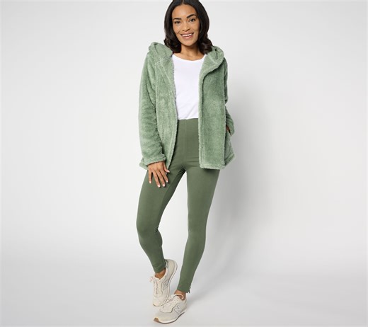 Denim & Co. Shimmer Sherpa Long Sleeve Open Front Jacket - QVC.com