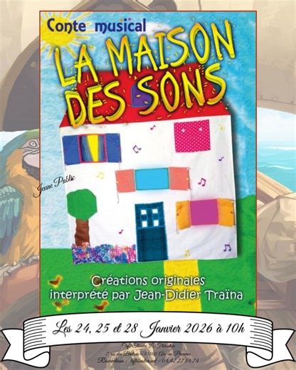 🤣🤣😍LA MAISON DES SONS🤣🤣😍 Les 24, 25 et 28 Janvier 2026 à 10h Spectacle Jeune Public à partir d'un an Réservations : Café Théâtre Le Flibustier : https://www.leflibustier.net/spectacles/la-maison-des-sons/ Billet Réduc : https://www.billetreduc.com/spectacle/la-maison-des-sons-216307 Avec : Jean-Didier Traina Dans la Maison de sons, il y a : Monsieur Maracas qui se secoue en faisant des grimaces et ne prend pas beaucoup de place. Monsieur Trompette qui souffle, qui rouspète, c’est une vraie