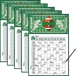Zonon Square Game Sheet Posters Football Game Squares 100 Grids Score Record Posters Football Party Sports Games Decorations for Match Party, 11 x 17 Inches(5 Pieces)