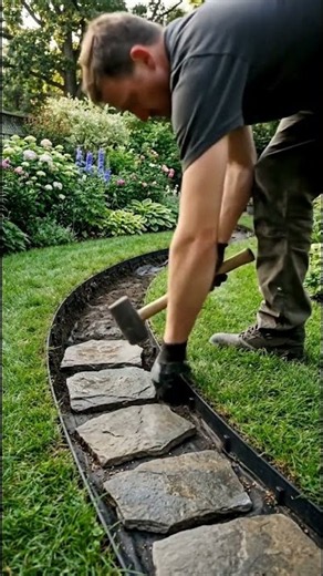 The Smartest Way to Build a Low-Cost Backyard Path 🌿 #Shorts