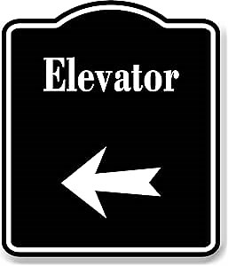 Elevator_Left_Arrow_BLACK Aluminum Composite Sign, 15"x18"