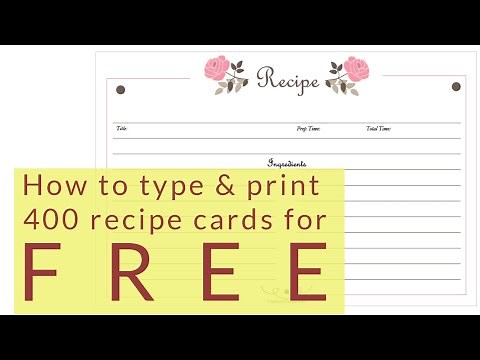Type and print from any of our 400 free recipe cards
