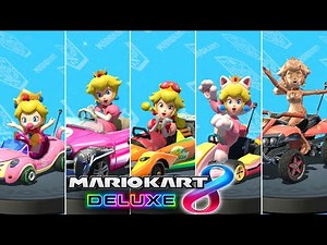 Mario Kart 8 Deluxe - All Peach Outfit Princess Characters