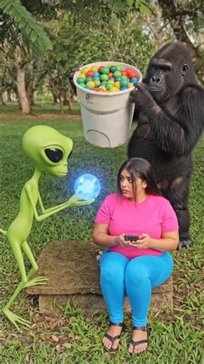Alien Magic vs Gorilla Surprise 😱 | Crazy Short
