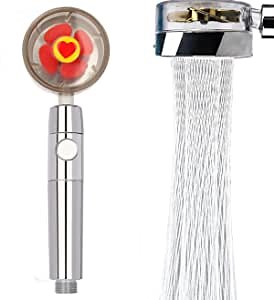 Shower Head with High Pressure - Propeller Driven Handheld Showerhead with Onekey Stop Button and Turbo Spa Fan Blades for Low Water Pressure Bathroom