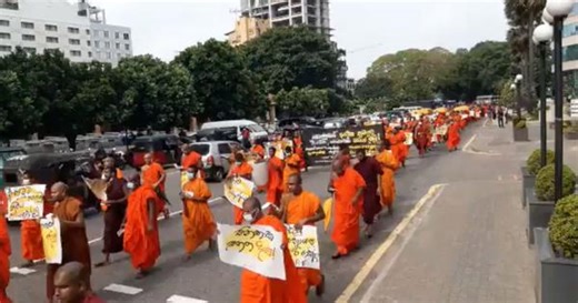 Watch: Buddhist monks join anti-government protests in Colombo, Sri Lanka