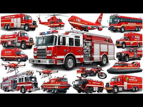 Fire Truck for Kids . Learn Emergency Vehicles | Rescue Vehicles, Fire Helicopters and Planes.