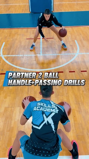 3.6K views · 28 reactions |  5 Next-Level Partner Drills: Two-Ball Control & Reaction Training  These creative drills challenge players to develop elite hand control, coordination, and court awareness. Perfect for building rhythm, timing, and reaction speed!  “Great handles aren’t just about flash—they’re about control, feel, and connection.”  Train smarter. Build your feel. Only at Skills Academy. | Skills Academy | Facebook