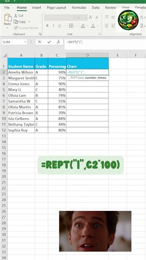 Turn Numbers into Visual Bars in Excel (REPT Function Trick!) #excel #spreadsheetmagic #exceltips