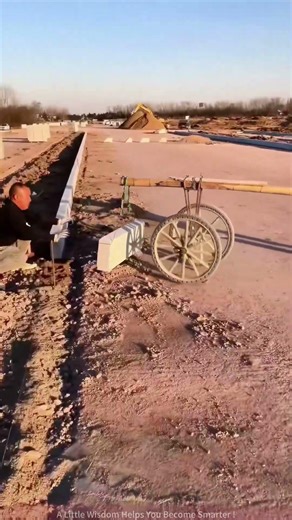 Traditional Two-Wheel Cart Carrying Bricks - Hardcore Construction Worker Skills!