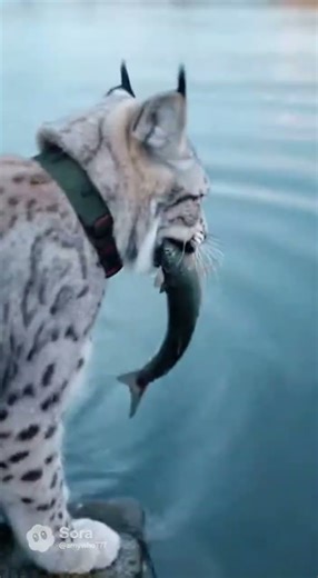 Camping trip with pet lynx