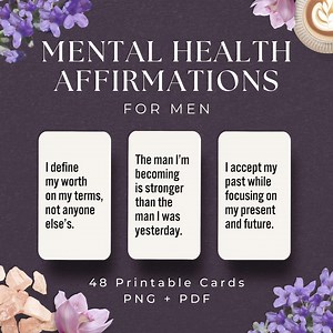 48 Daily Affirmation Cards for Men, INSTANT DOWNLOAD, Masculine Affirmation Cards, Gifts for Men, Mental Health Affirmations Cards Deck - Etsy
