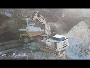 Liebherr 984 Excavator Loading Ore On Caterpillar 777 Dumpers - Sotiriadis/Labrianidis Quarry Works