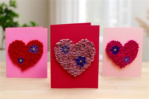 Paper Quilling Heart Cards - Easy Paper Quilled Heart Craft