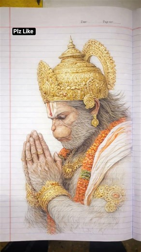 Notebook Par Banaya Powerful Hanuman Ji Sketch 🔥✍️ | Pencil + Light Color Art