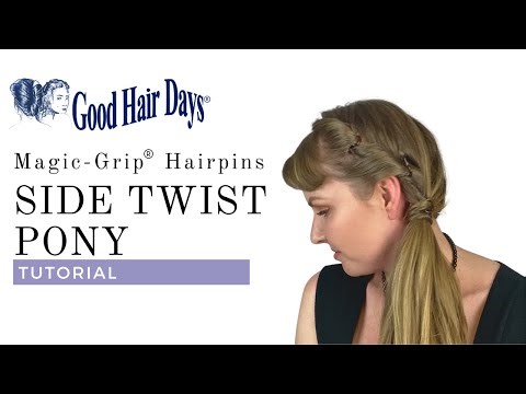 Side Twist Ponytail Hairstyle Tutorial with Magic-Grip Hairpins