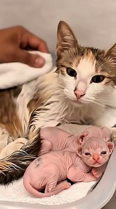 77K views · 3.5K reactions | Mother Cat Brings Her Two Kittens to a Door Seeking Help in the Rain | Baby Cat | Facebook