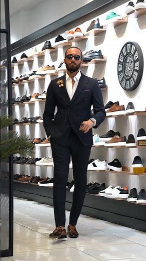 Men's Double Breasted Dark Blue Suit. Ideal for summer weddings, date nights, and business events.