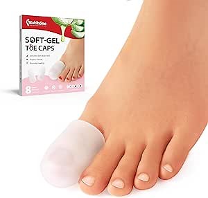 Bukihome Gel Big Toe Caps and Protectors - 8 Pack Silicone Toe Protectors with Aloe Vera Extract - Toe Sleeves Cushions for Women & Men - Protect Corns, Blister - Large